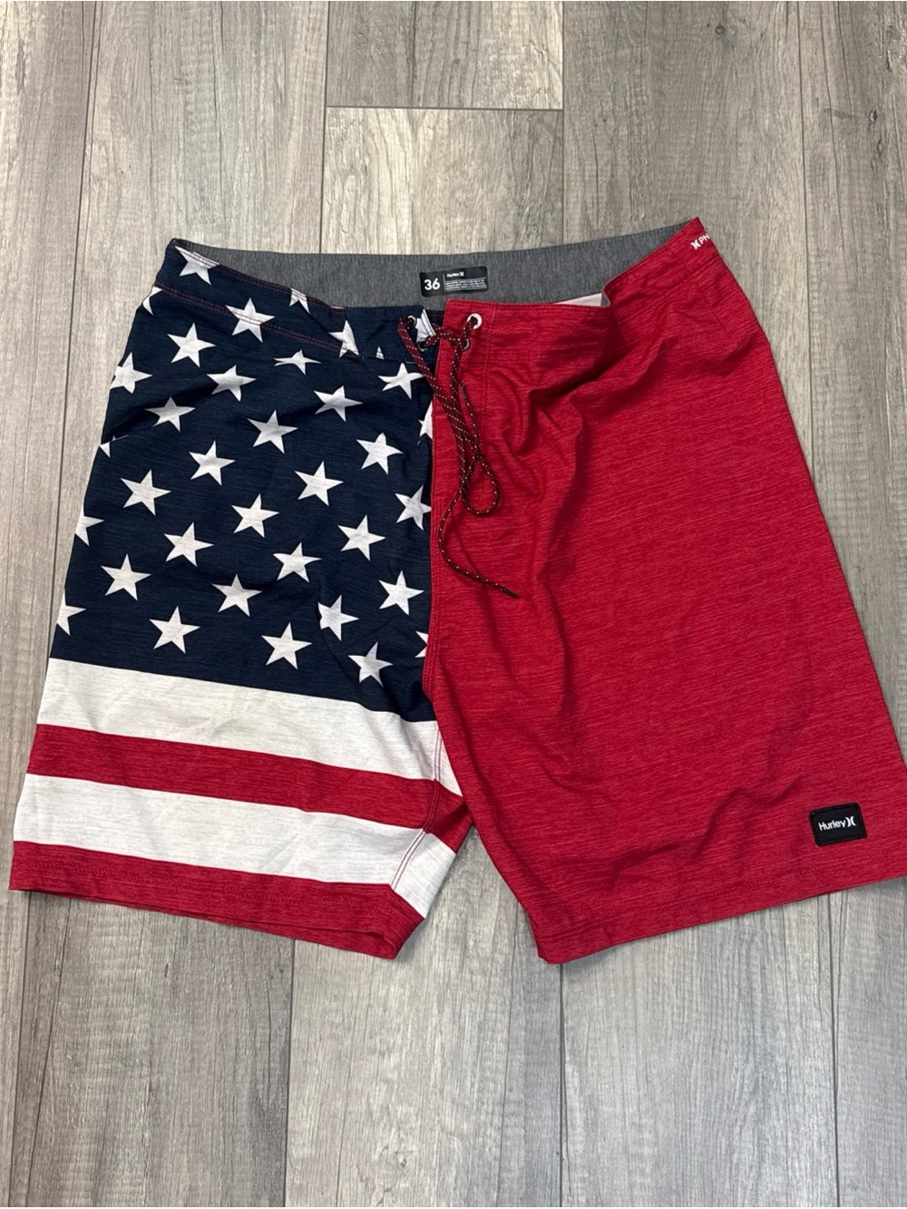 Hurley Red and Navy American Flag Board Shorts